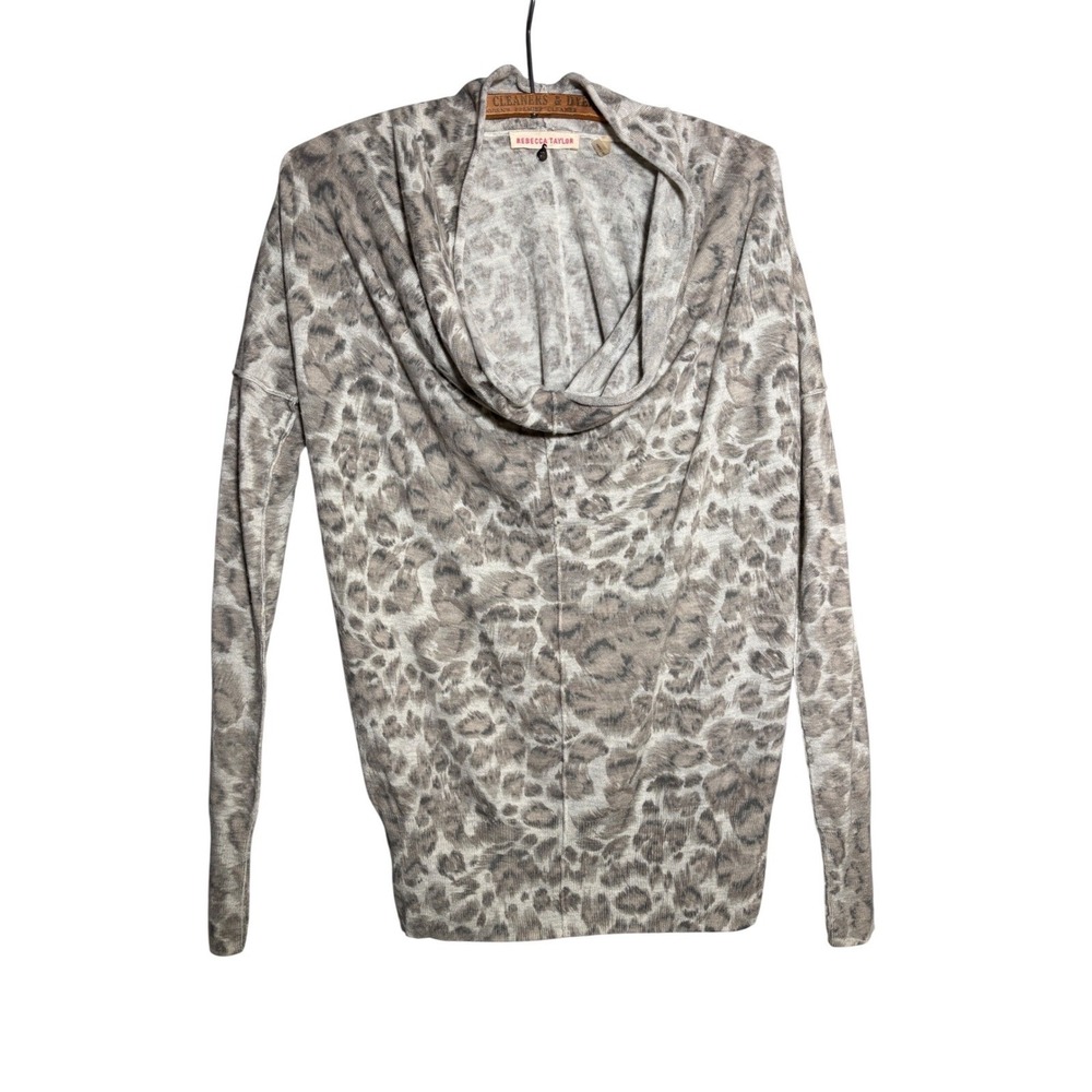 Rebecca Taylor Womens S Leopard Animal Print Cowl Neck Wool Blend Sweater - Picture 1 of 7
